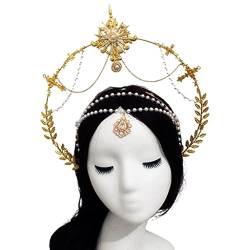 Vintage-Schmuck-Zubehör, geprägte Göttlichkeit, Perlenkette, Stirnband, Metall, DIY-Material, Haarband, Perlen von Exingk