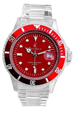 Exodus PT-381 Herren-Armbanduhr transparent aus Polycarbonat, rot, Armband von Exodus