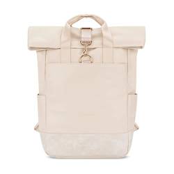 Expatrié Rucksack Damen Beige - Adele - Rolltop Tagesrucksack Elegant für Uni Fahrrad Arbeit - Eleganter Laptop Backpack Groß Frauen - Wasserabweisend von Expatrié