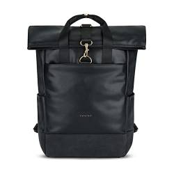 Expatrié Rucksack Damen Schwarz - Adele - Rolltop Tagesrucksack Elegant für Uni Fahrrad Arbeit - Eleganter Laptop Backpack Groß Frauen - Wasserabweisend von Expatrié