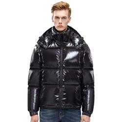 Extreme Pop Herren Daunenjacke Gänsedaunen mit Kapuze Herren Daunenjacke Silber und Schwarz Britischer marke letzte Woche mit großen Verkäufen (M, Schwarz 4) von Extreme Pop