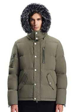 Extreme Pop Herren Daunenjacke mit Kapuze aus reinweißer Gänsedaunen Britischer marke letzte Woche mit großen Verkäufen (L, Khaki 1) von Extreme Pop