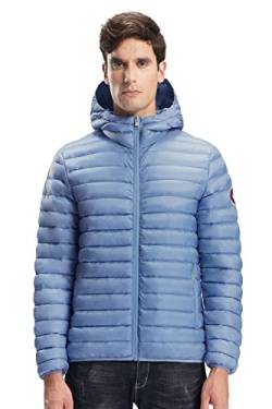 Extreme Pop Herren Gänsedaunenjacke Winter Kapuzenmantel (L, Dunst blau) von Extreme Pop