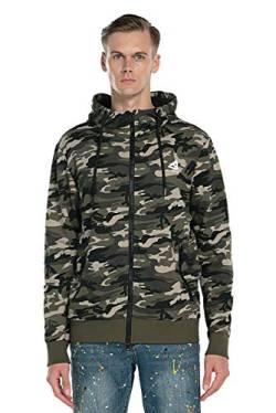 Extreme Pop Herren Hoodie Full Zip Sweatshirts Camo Jacke Mit Reflektierendem Print (XL, Camo grün) von Extreme Pop