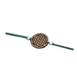 Eydl Wood Jewelry Holz Armband Blume des Lebens aus Nussholz. Armband ist größenverstellbar in smaragdgrün. Feinste Handarbeit aus Österreich von Eydl Wood Jewelry