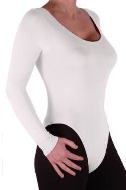 Eye Catch Basics - Damen Body Langarm Bodysuit Bodywear Gymnastikanzug Rundem Halsausschnitt Top White GröÃŸe M/L von Eye Catch