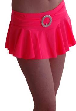 Eye Catch TM - Cynthia Damen Stretch Mini Rock geriffelt mit Gürtelschnalle in Neonfarben Neon Pink S/M von Eye Catch