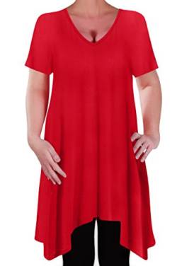 EyeCatch - Olivia Frauen Casual V-Ausschnitt Lange Tunika Ungleiche Hem Übergröße Damen Flared T-Shirt Top von Eye Catch