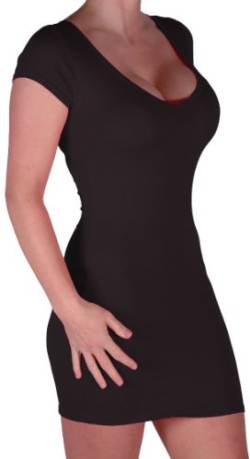 EyeCatch - Annalise Frauen V-Ausschnitt, Flugelarmeln, figurbetontes Stretch Kurz Damen Minikleid Schwarz Gr. M/L von EyeCatch