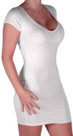 EyeCatch - Annalise Frauen V-Ausschnitt, Flugelarmeln, figurbetontes Stretch Kurz Damen Minikleid White Gr. M/L von EyeCatch