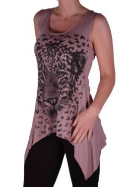 EyeCatch - Damen Designer Tiger Motiv Lange drapierte Stretch Vest Top Damen Plus Size Mokka XXXL/Gr. 52/54 von EyeCatchClothing