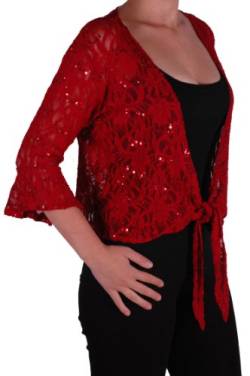 EyeCatch - Darcey Damen Pailletten Cardi Tie Shrug Lace Strickjäckchen Bolero Top Frauen Wein Plus Size 48-50 von EyeCatchClothing