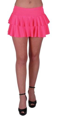 EyeCatchClothing - Amber gekräuselter hautenger Neon Minirock Rock Partyrock Pink M/L von EyeCatchClothing