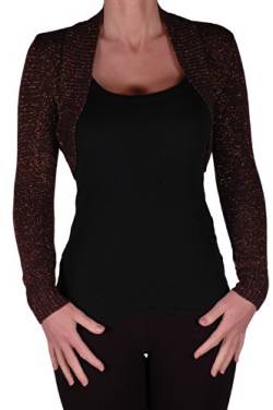 EyeCatchClothing - Lurex Lara langärmlige Strickjacke Bolero Einheitsgröße Braun von EyeCatchClothing