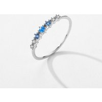 Eyecatcher Silberring Schmaler 925 Sterling Silber Ring mit blauen und weißen Edelsteinen, Dezenter Ring, Minimalistisch von Eyecatcher