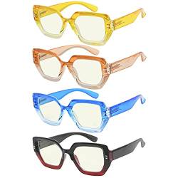 Eyekepper 4er Pack Computerbrille - Blaulichtfilter Brille Damen - Übergroße Federscharniere Blaulichtbrille +1.75 von Eyekepper