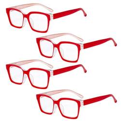 Eyekepper 4er Pack Damenbrille - Übergroße quadratische Brille für Damen Rot +2.00 von Eyekepper