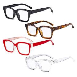 Eyekepper 4er Pack Damenbrillen - Übergroße Brillen mit quadratischem Design für Damen +0.75 von Eyekepper