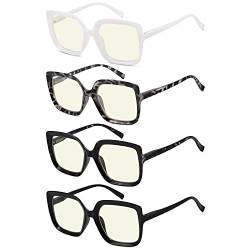 Eyekepper 4er-Pack Lesebrillen Blau Licht Blocking Quadrat Computer Leser Frauen +1.50 von Eyekepper