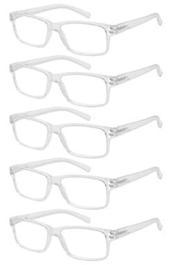 Eyekepper 5er Pack Lesebrille für Männer Federscharniere Klassische Lesebrille Klarer Rahmen +1,25 von Eyekepper