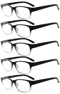 Eyekepper 5er Pack Lesebrille für Männer Federscharniere Klassische Lesebrille Schwarz-Klarer Rahmen +1,50 von Eyekepper