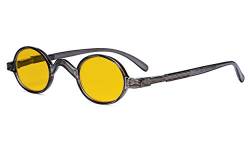 Eyekepper Blaulicht-Schuztbrille - Anti-Computer-Bildschirm Blendung, UV-Strahlung schutz Rund Brillen für Damen und Herren. Benrsteinfarbiger Filtergläser mit Federscharnieren - Grau +1.50 von Eyekepper