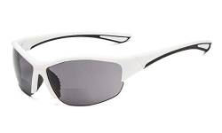 Eyekepper Hälfte-Rahmen Sports Bifokal Sonnenbrille +1.00 Stärke,die Sonnenbrille liest (Weiß Rahmen/Grau Linse) von Eyekepper