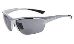 Eyekepper TR90 Sport Halbrandlose Bifokale Sonnenbrille Baseball Laufen Angeln Fahren Golf Softball Wandern Leser (Perliges Silber) von Eyekepper