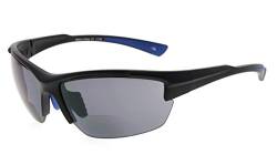 Eyekepper TR90 Sport Halbrandlose Bifokale Sonnenbrille Baseball Laufen Angeln Fahren Golf Softball Wandern Leser (Schwarzer Rahmen blauer Tempel) von Eyekepper