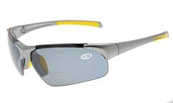 Eyekepper TR90 Unzerbrechliche Sport-halb-randlose bifokale Sonnenbrille Baseball-laufender Fischen-fahrender Golf-Softball-wandernder grauer Rahmen-graues Objektiv +2.0 von Eyekepper