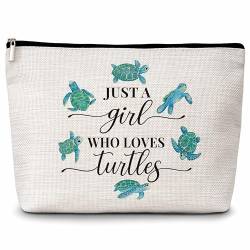 Eyouyeqi Make-up-Tasche mit Aufschrift "Just A Girl Who Loves Turtles", Ozean-Tier-Make-up-Tasche mit Reißverschluss, von Schildkrötenliebhabern inspiriertes Geschenk, Geburtstagsgeschenk für Frauen von Eyouyeqi