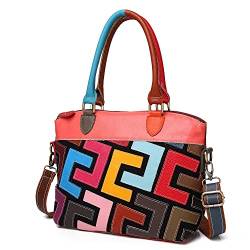 Eysee Lederhandtasche, Damen-Tasche mit Griff oben, Umhängetasche, mehrfarbige Umhängetasche, Multicolor, 中号 von Eysee