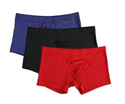 eywlwaar Herren Boxershorts Modal Komfort Separate Pouch Trunks Unterwäsche, 3er-Pack - schwarz + rot + blau, Medium von Eywlwaar