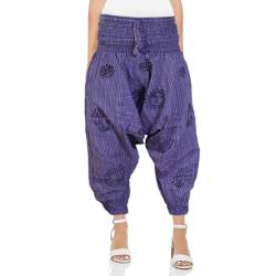 Ezhippie Haremshose Für Damen Stonewashed Gestreift Hippie-Hose, Violett, One Size von Ezhippie