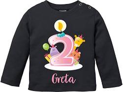 EZYshirt® Geburtstag Baby | 2. Geburtstag niedliche Tiere feiern die erste Geburtstags Party Body | T-Shirt | Pullover aus Reiner 100% Bio Baumwolle von Ezyshirt