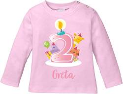 EZYshirt® Geburtstag Baby | 2. Geburtstag niedliche Tiere feiern die erste Geburtstags Party Body | T-Shirt | Pullover aus Reiner 100% Bio Baumwolle von Ezyshirt