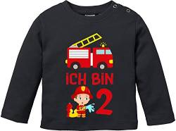 EZYshirt® Kinder Feuerwehrauto 2. Geburtstag Jungen T-Shirt Baby Langarm Bio Baumwolle von Ezyshirt