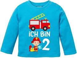 EZYshirt® Kinder Feuerwehrauto 2. Geburtstag Jungen T-Shirt Baby Langarm Bio Baumwolle von Ezyshirt