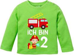 EZYshirt® Kinder Feuerwehrauto 2. Geburtstag Jungen T-Shirt Baby Langarm Bio Baumwolle von Ezyshirt