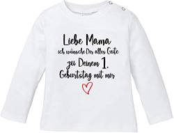 EZYshirt® Liebe Mama ich wünsche dir Alles Gute zum 1. Geburtstag mit Mir T-Shirt Baby Langarm Bio Baumwolle von Ezyshirt