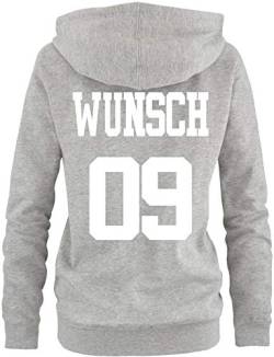 EZYshirt® Pärchen Partnerlook Hoodie für Damen Herren Zip Hoodie | Individualisierbar mit Namen und Nummer Zip-Pullover Damen | Zip-Hoodie Frauen von Ezyshirt