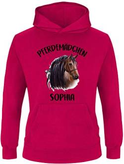 EZYshirt® Pferde Aufdruck mit Wunschnamen | Pferdemädchen Pullover Kinder | Mädchen Kapuzenpullover | Hoodie von Ezyshirt