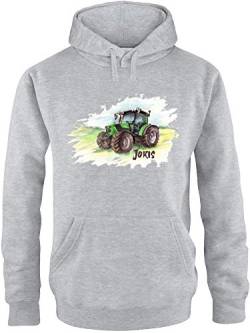 EZYshirt® Traktor mit Wunschnamen | Trecker Aufdruck Pullover Herren | Männer Kapuzenpullover | Hoodie von Ezyshirt
