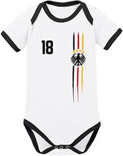 EZYshirt® WM & EM Deutschland | WM Sternchen | M 03 | Wunschname und Nummer Baby Body Kurzarm Bio Baumwolle von Ezyshirt