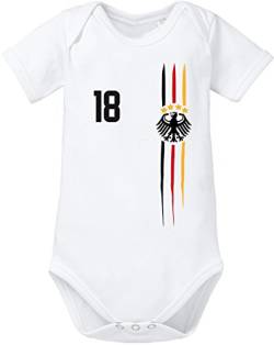 EZYshirt® WM & EM Deutschland | WM Sternchen | M 03 | Wunschname und Nummer Baby Body Kurzarm Bio Baumwolle von Ezyshirt