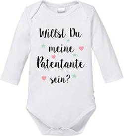 EZYshirt® Willst du Meine Patentante Sein | Strampler Patenschaft | Patenkind Body Baby Langarm Bio Baumwolle von Ezyshirt