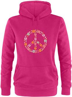 Ezyshirt® Hippie Peace Flower Power Pullover Damen | Frauen Kapuzenpullover | Hoodie von Ezyshirt