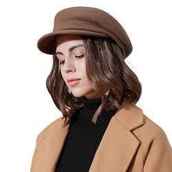 F FADVES Damen Wolle Newsboy Cap Damen Mode Barett Caps Winter Casual Hüte, Dark Camel, M/L von F FADVES