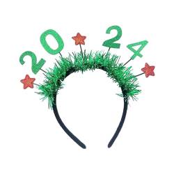 F Fityle 2024 Neujahr Stirnband Kopfschmuck Geschenk Dekoration Stern Stirnband Kopfbedeckung Haarreifen für Urlaub Geburtstag Abschlussball Party Leistung, Grün von F Fityle