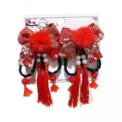 F Fityle 4 X Haarspangen Zum Chinesischen Neujahr, Chinesische Haarnadeln, Rote Dekoration, Chinoiserie Haarspangen, Kopfschmuck für Frühlingsfest Und Urlaub von F Fityle